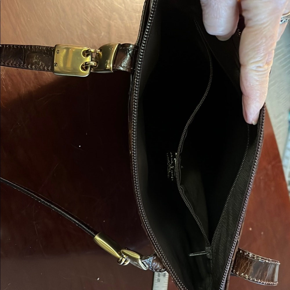 Brown Crocodile Pattern Shoulder Bag - image 4